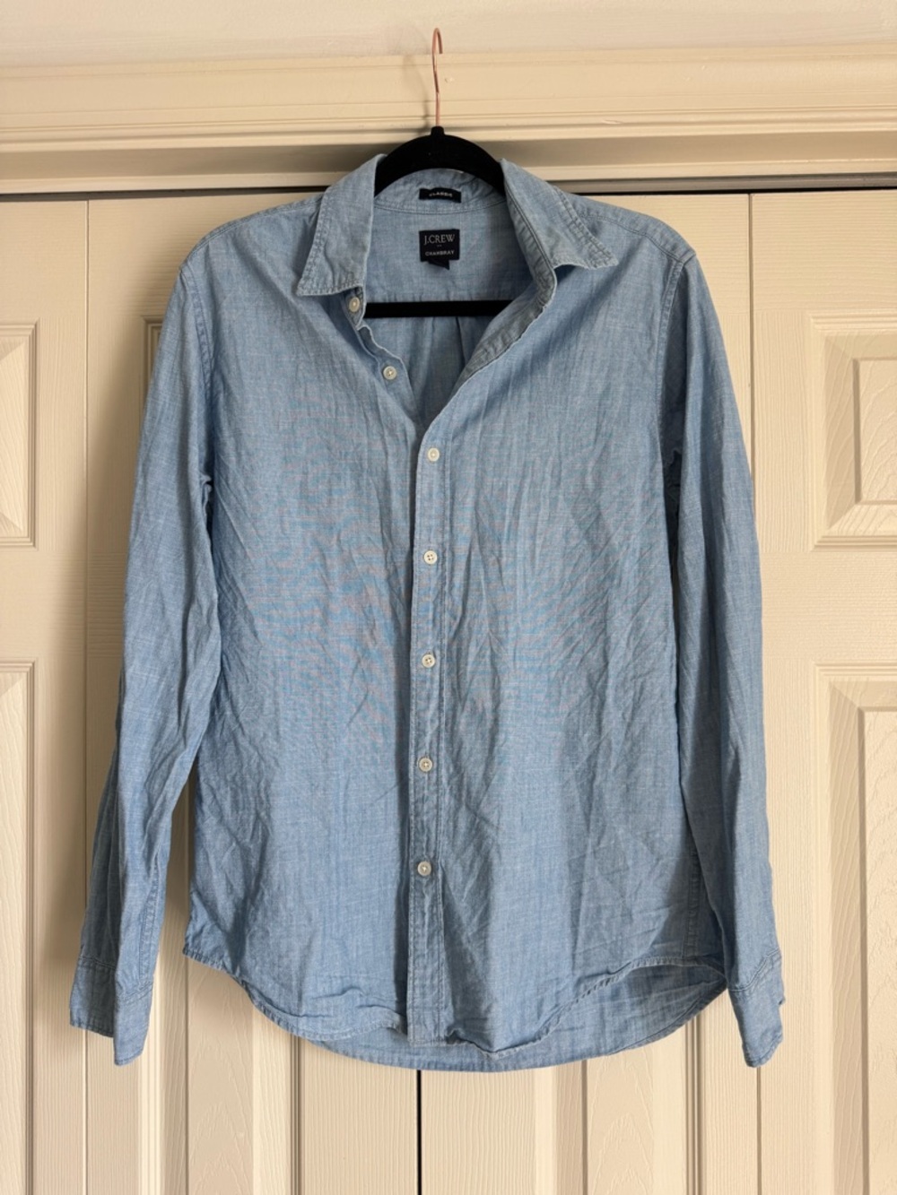 Men’s J. Crew Light Blue Cotton Classic Button-Down Chambray Shirt Size Small
